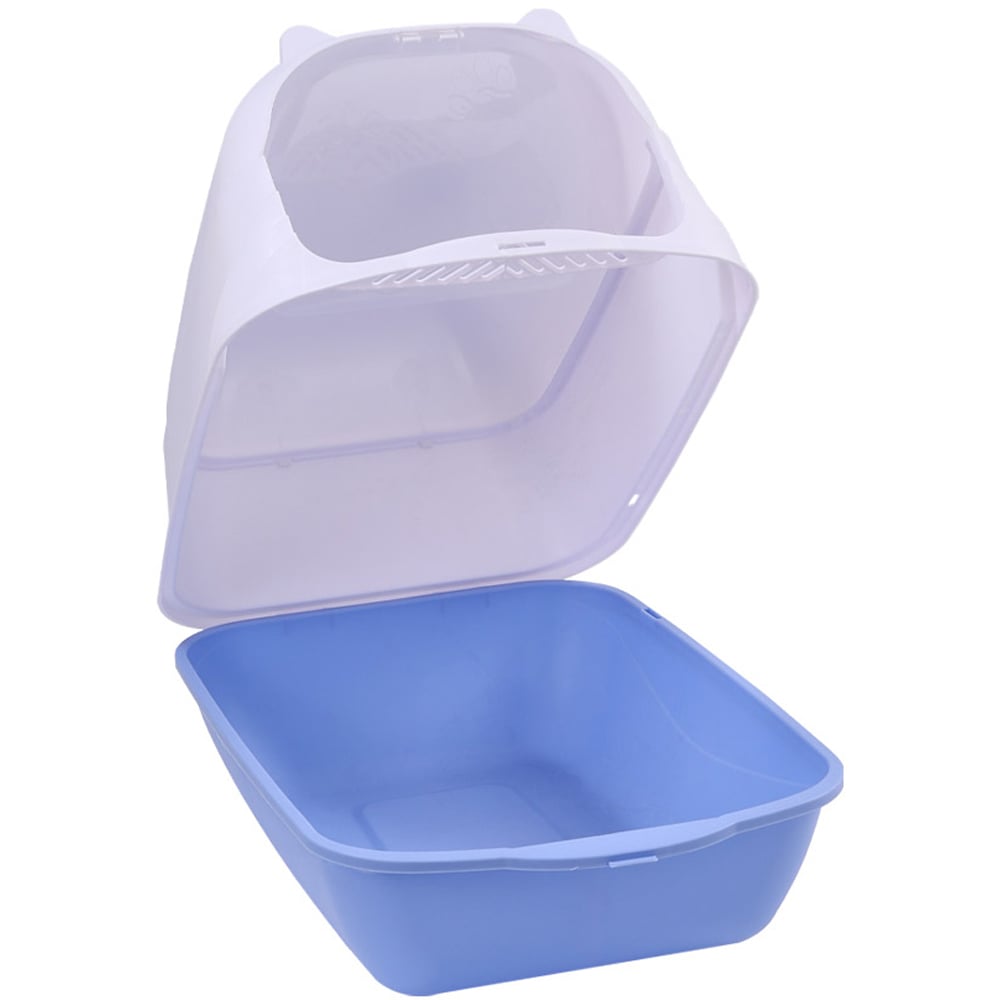 H&O Direct Blue Enclosed Cat Litter Box with Scoop 36 x 37 x 51cm Image 2