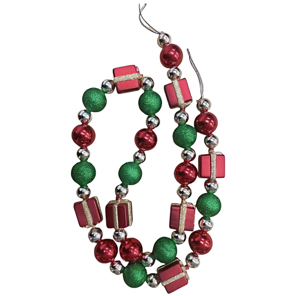 Sleigh Bells Ring Festive Bauble Garland - Red and Green Image