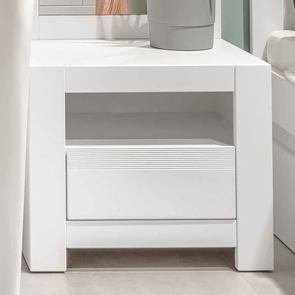 Florence Single Drawer Alpine White Bedside Table Image 1