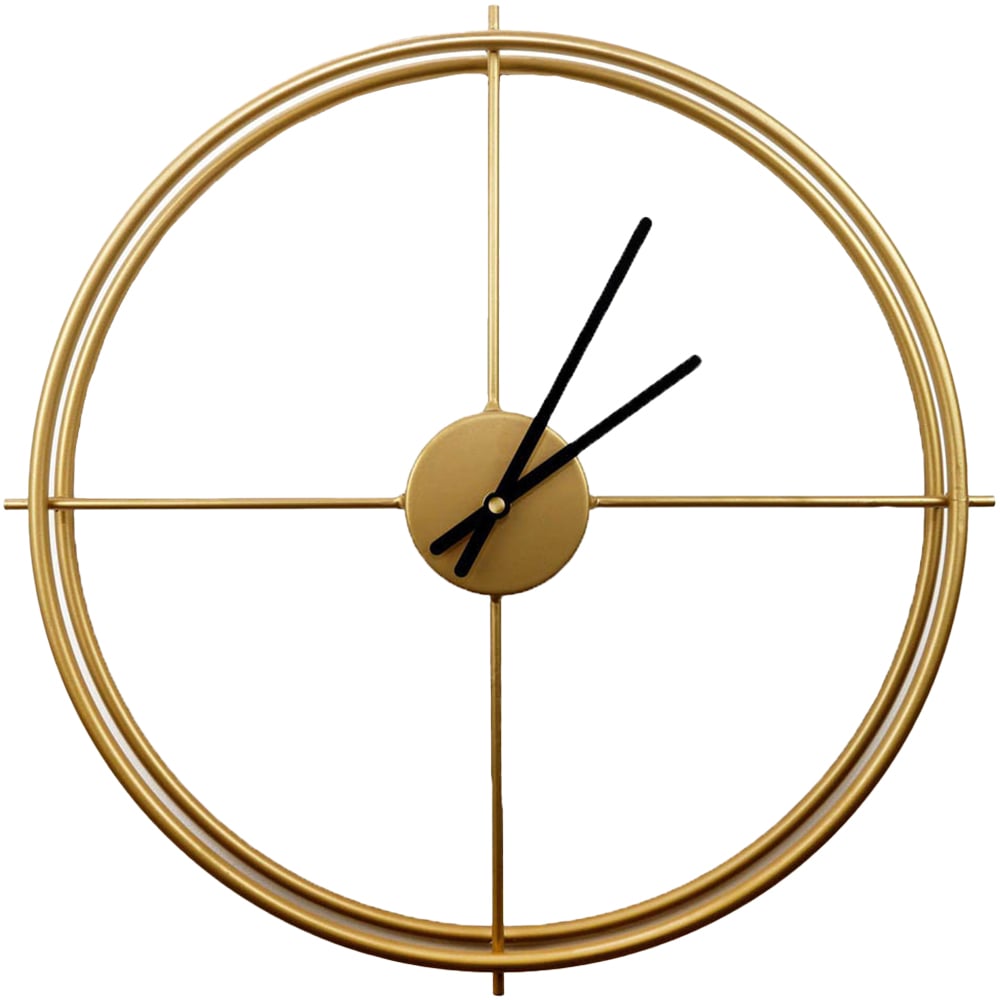 Walplus Gold Larrys Minimalist Iron Round Wall Clock 50cm Image 1