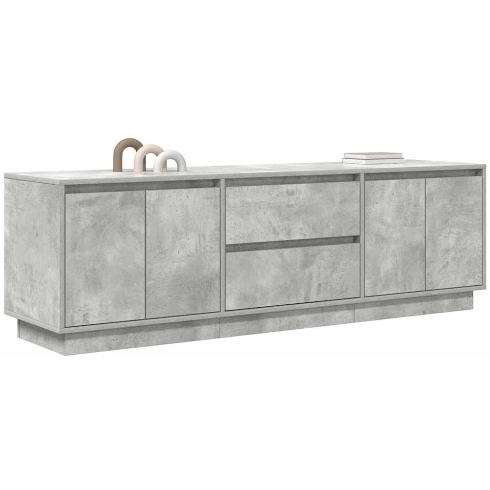 vidaXL 4 Door 2 Shelf Concrete Grey TV Cabinet with LED Lights Image 5