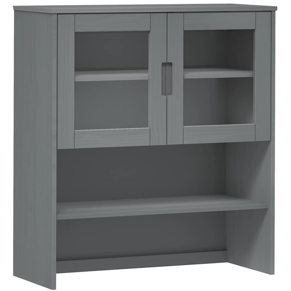 vidaXL Molde 2 Door Single Shelf Grey Solid Pine Wood Highboard Top Image 2