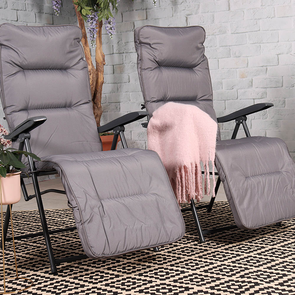 Cairo Set of 2 Grey Folding Relaxer Chairs Image 1