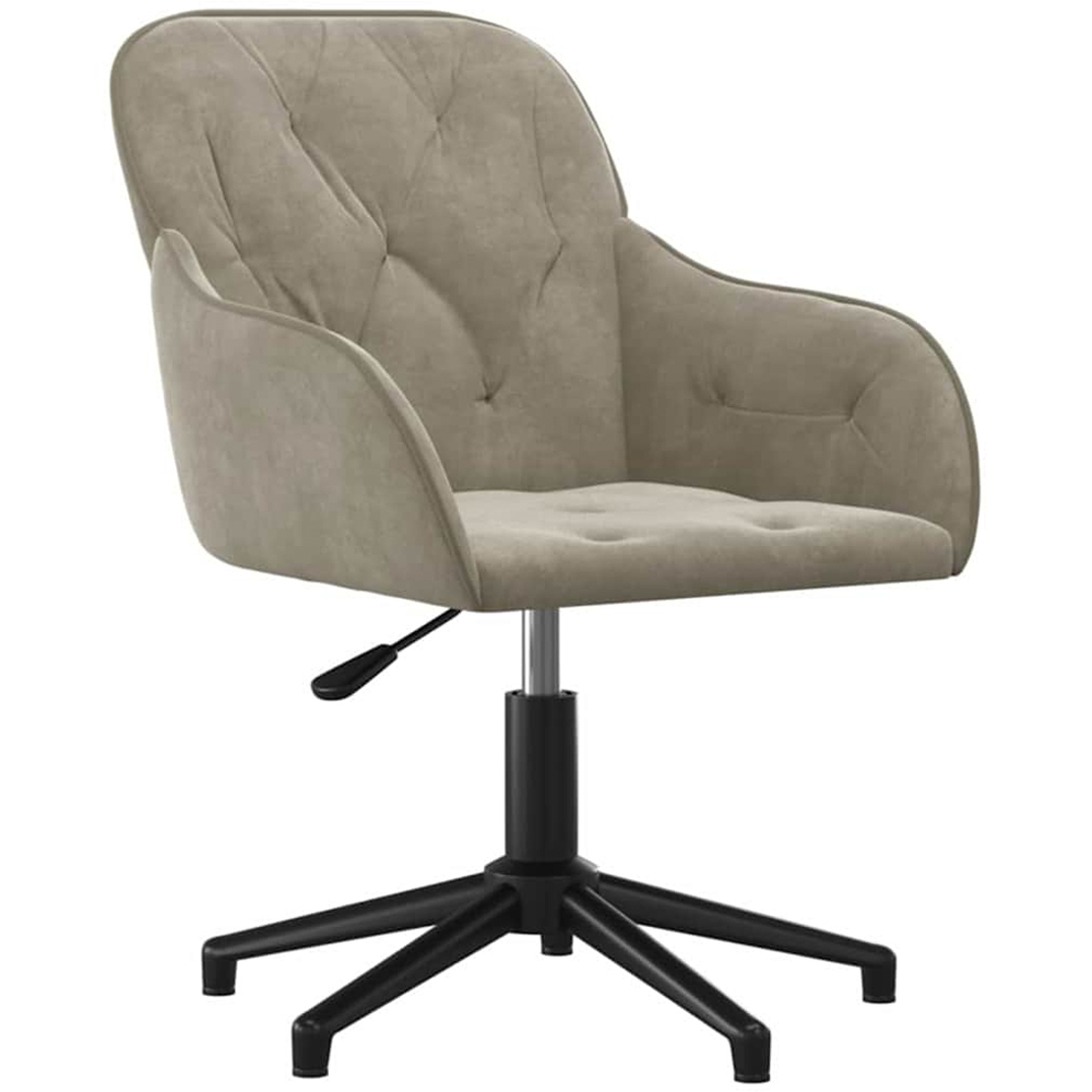 vidaXL Light Grey Velvet Height-Adjustable Swivel Office Chair Image 2