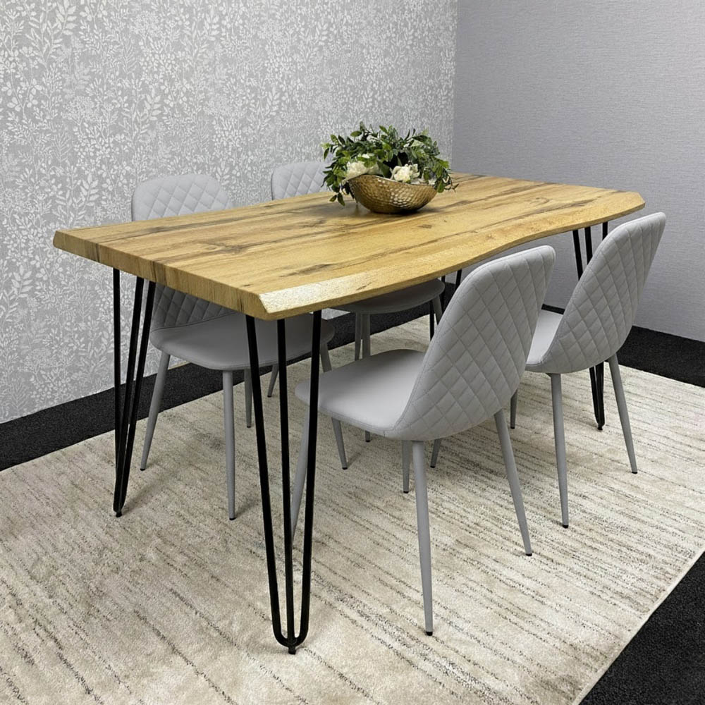 Kosy Koala 4 Seater Faux Leather Wooden Dining Set Grey Image 2