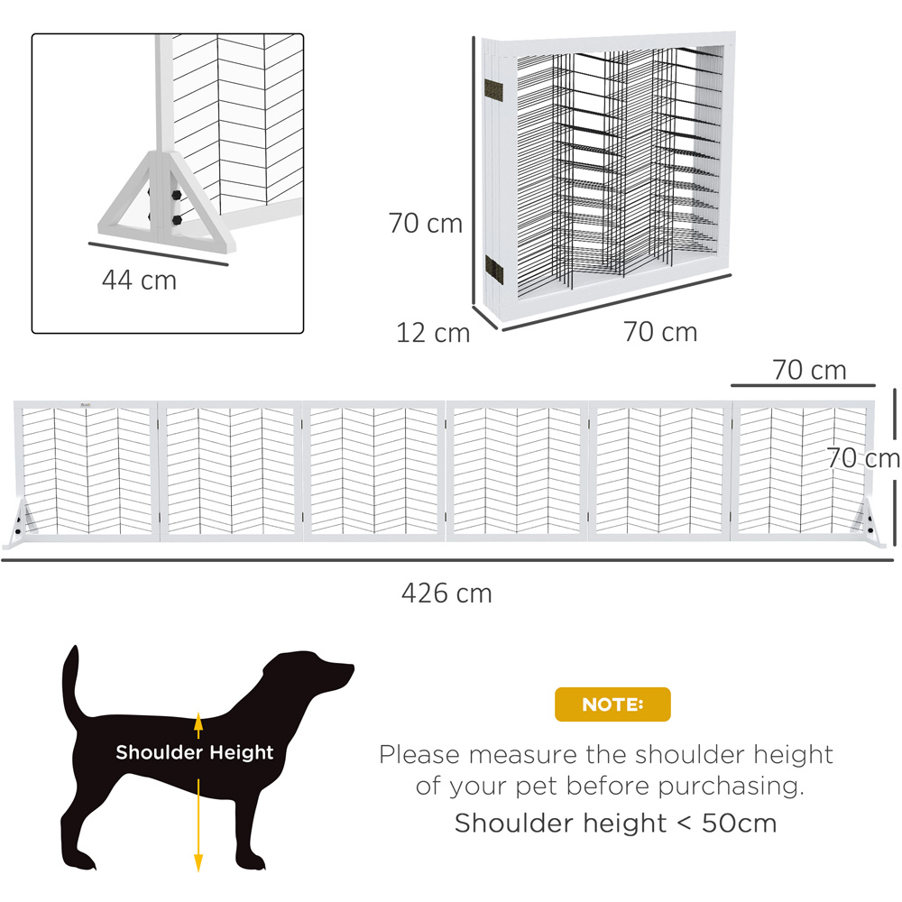 PawHut White 6 Panel Freestanding Small and Medium Dog Gate Image 7