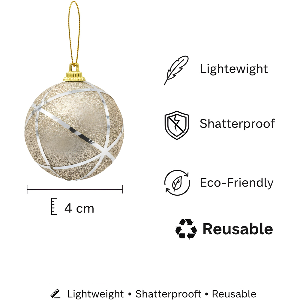 Shatchi Silver Glittered Soft Foam Shatterproof Bauble 12 Pack Image 9