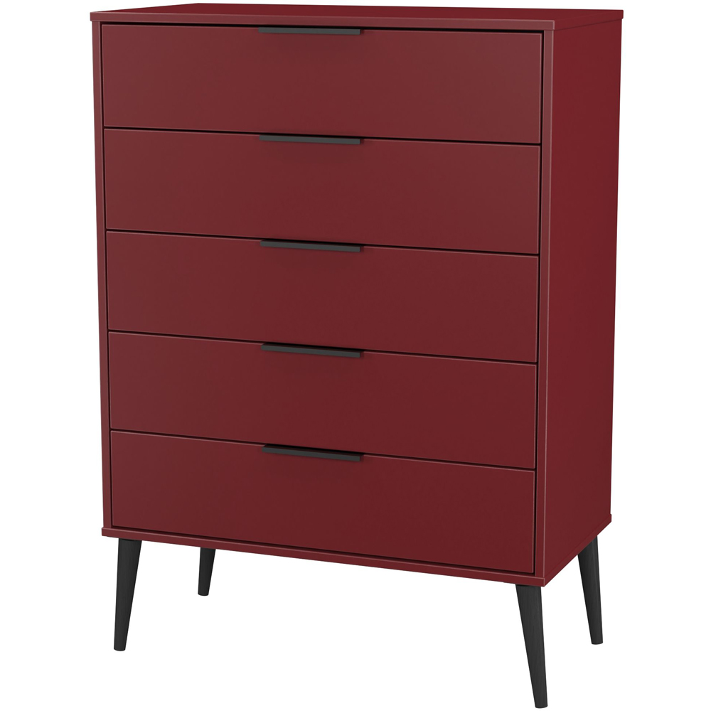 Crowndale Hong Kong 5 Drawer Red Matt Chest of Drawers Ready Assembled Image 4