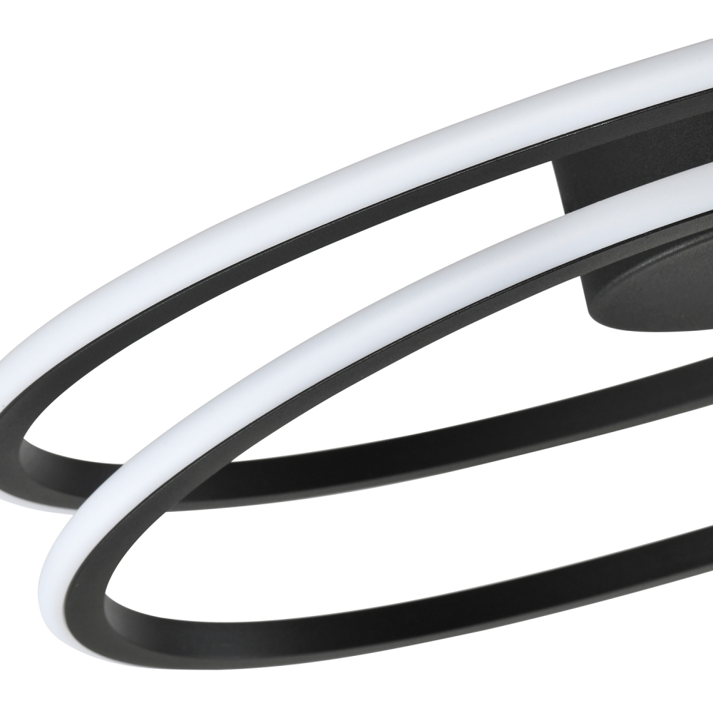 Happy Homewares Matte Black Double Swirl Strip LED Flush Ceiling Light Fitting Image 6