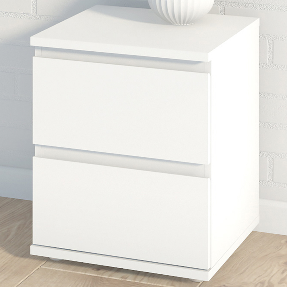 Florence 2 Drawer White Bedside Table Image 1