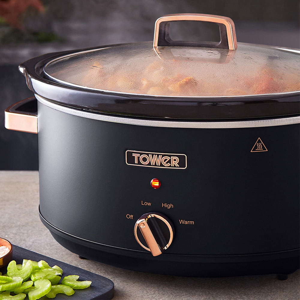 Tower T16043BLK Cavaletto Black and Rose Gold Slow Cooker 6.5L Image 5