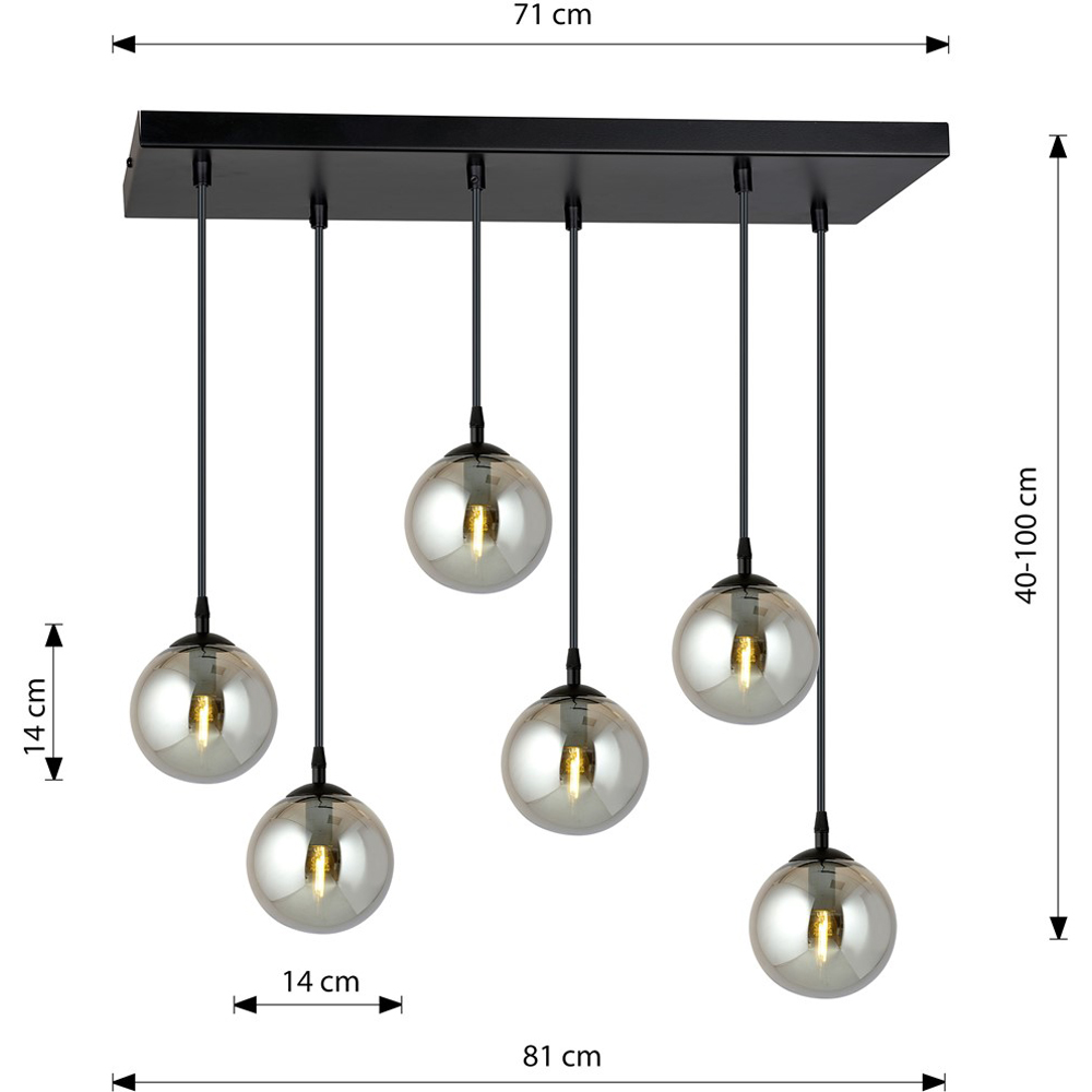 Emibig Cosmo 6 Light Graphite Shade Black E14 Ceiling Pendant Light Image 7