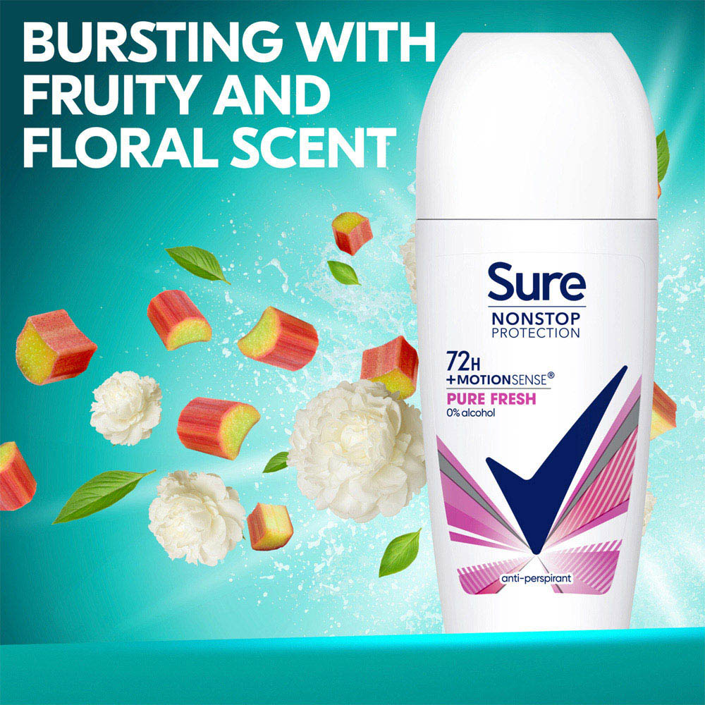 Sure Women Nonstop Protection Pure Fresh Antiperspirant Deodorant Roll On 50ml Image 5