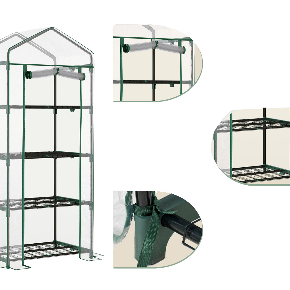 Outsunny 4 Tier PVC 2.3 x 1.6ft Mini Greenhouse Image 7