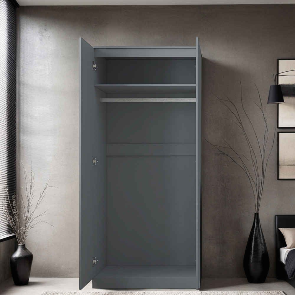 FWStyle Stora 2 Door Matt Grey Wardrobe Image 4