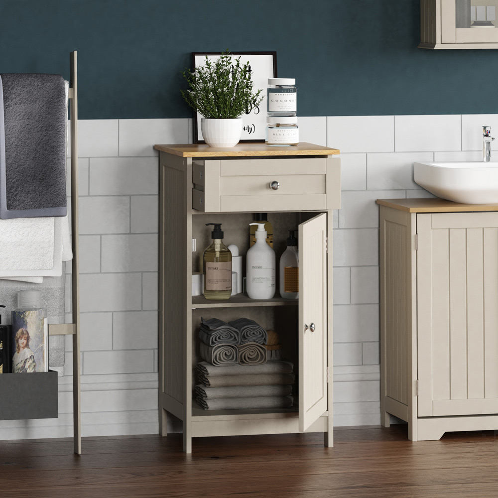 Bath Vida Priano Single Door Single Drawer Floor Cabinet Image 7