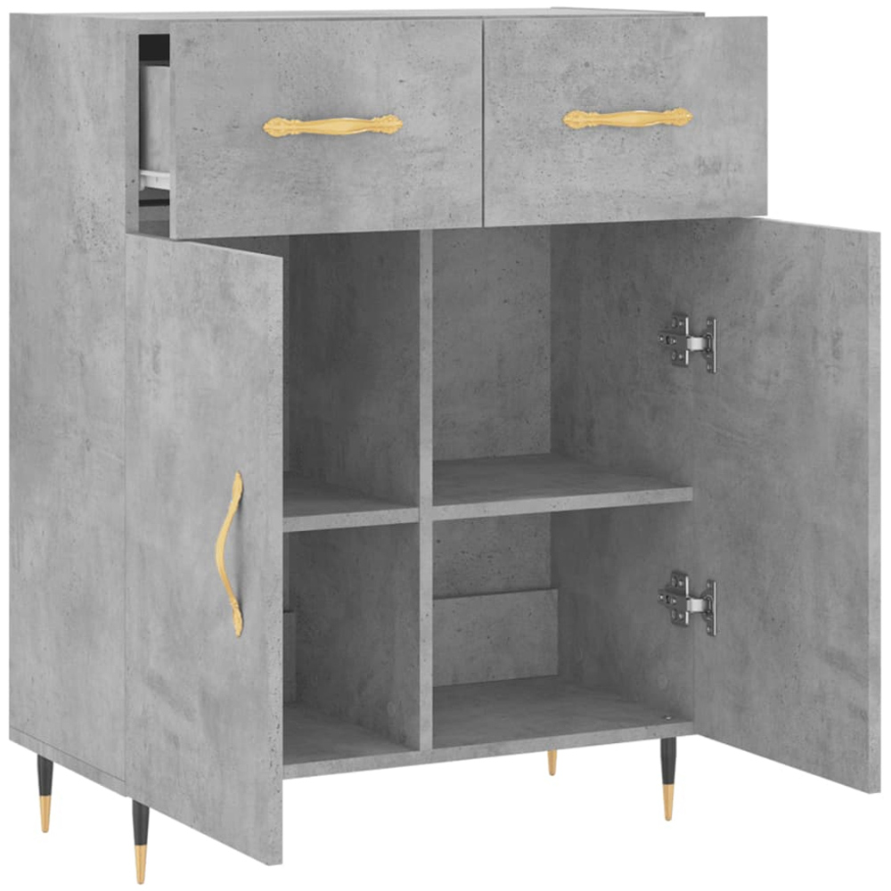 vidaXL 2 Door 2 Drawer Concrete Grey Wooden Sideboard Image 5