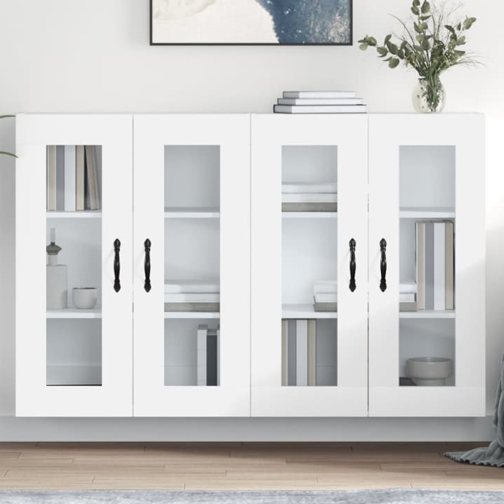 vidaXL 2 Glass Door White Wall Mounted Cabinet Set of 2 Image 1
