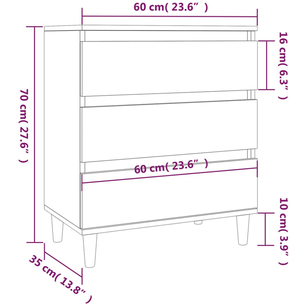 vidaXL 3 Drawer Black Sideboard Image 9