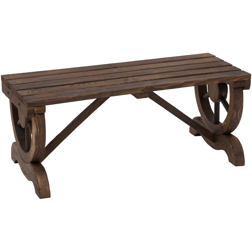 Outsunny 2 Seater Brown Garden Bench Seat Image 2