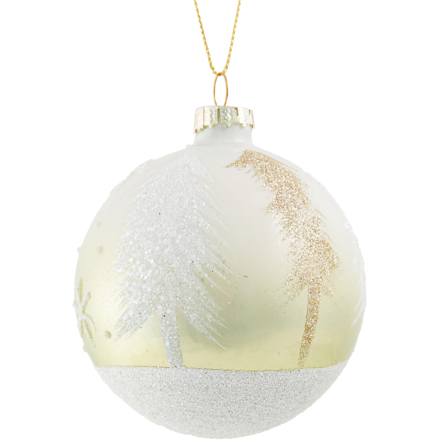 Silver and Gold Ombre Glitter Tree Bauble - Silver Image