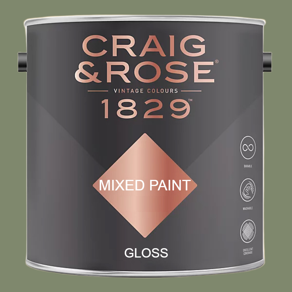 Craig & Rose 1829 Vintage Walls Wood and Metal Deep Adam Green Gloss Mixed Paint 2.5L Image 2