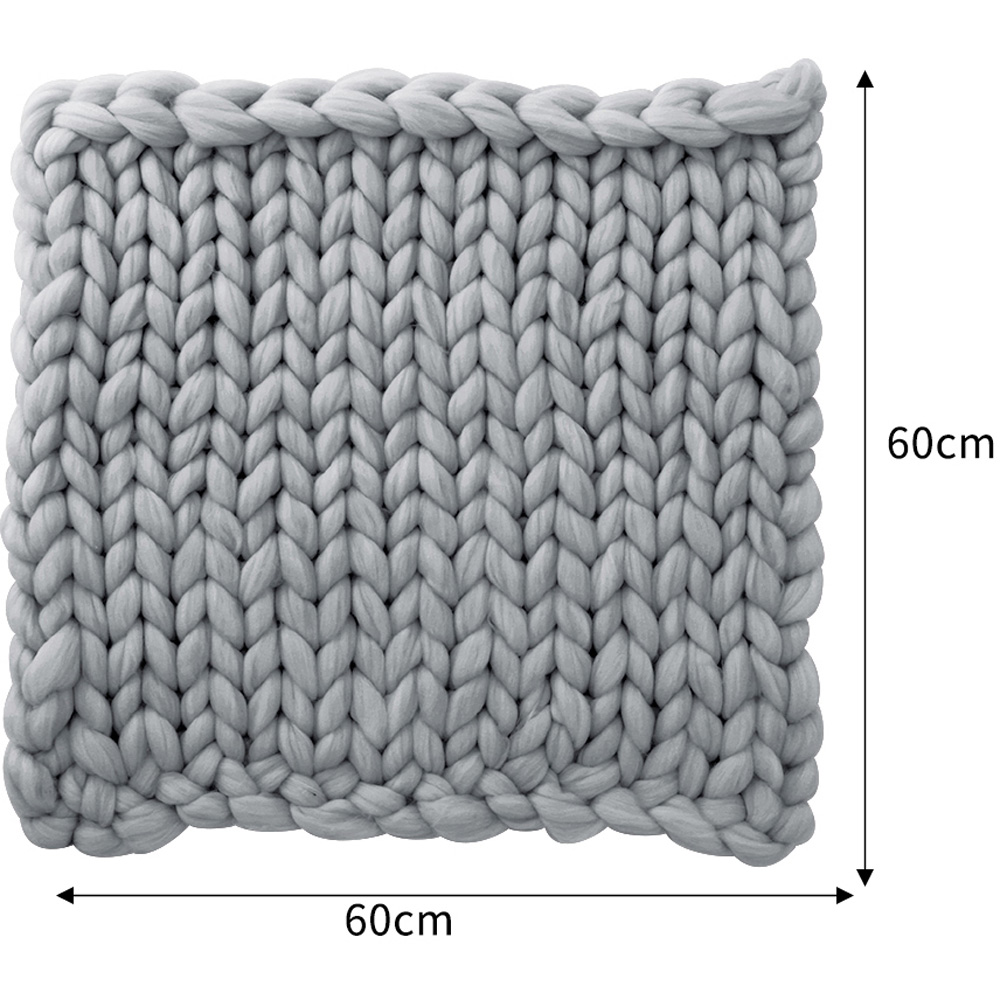 Living and Home Light Grey Chunky Knit Handwoven Throw Blanket 60cm Image 9