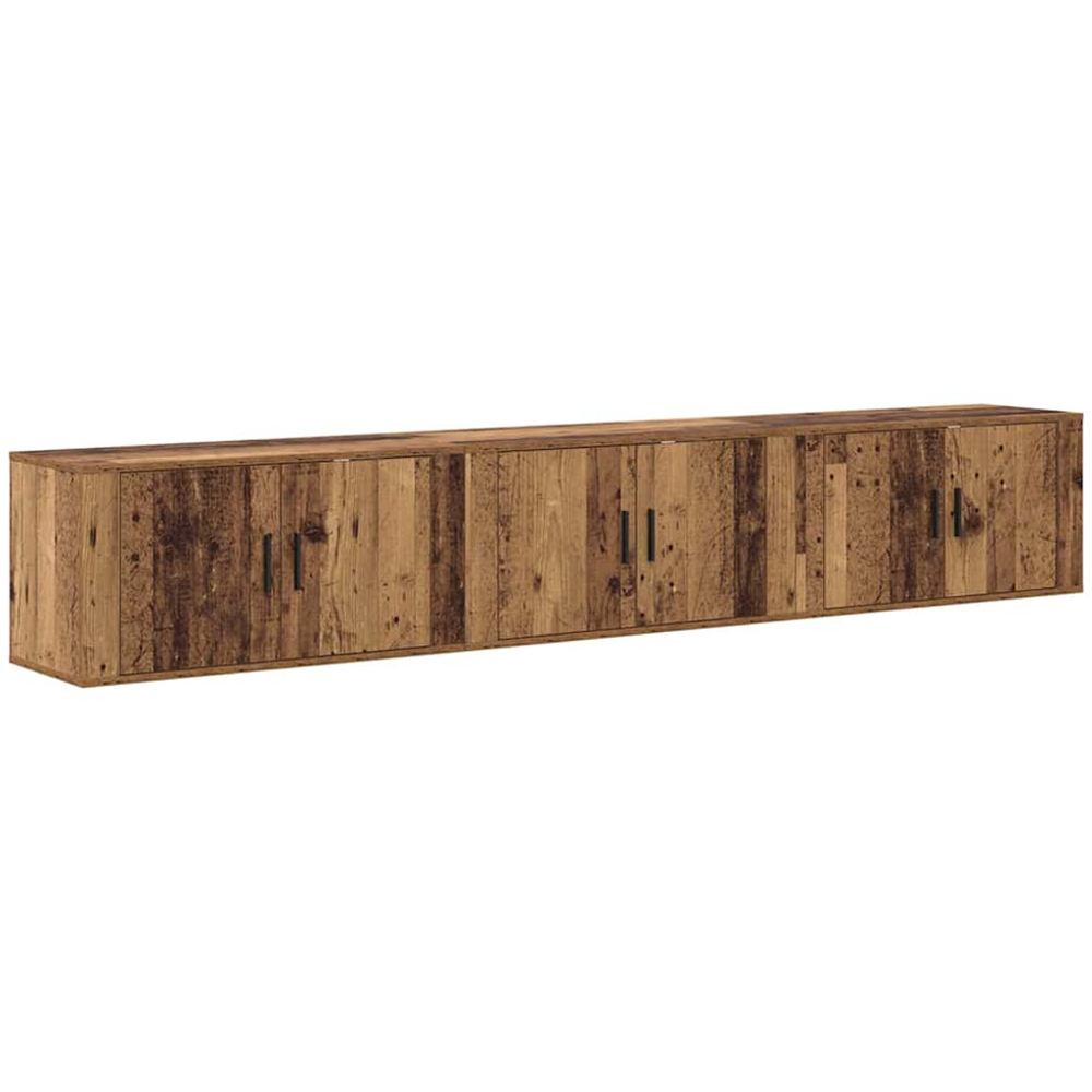vidaXL 2 Door Old Wood Wall Mounted TV Unit Set of 3 Image 7