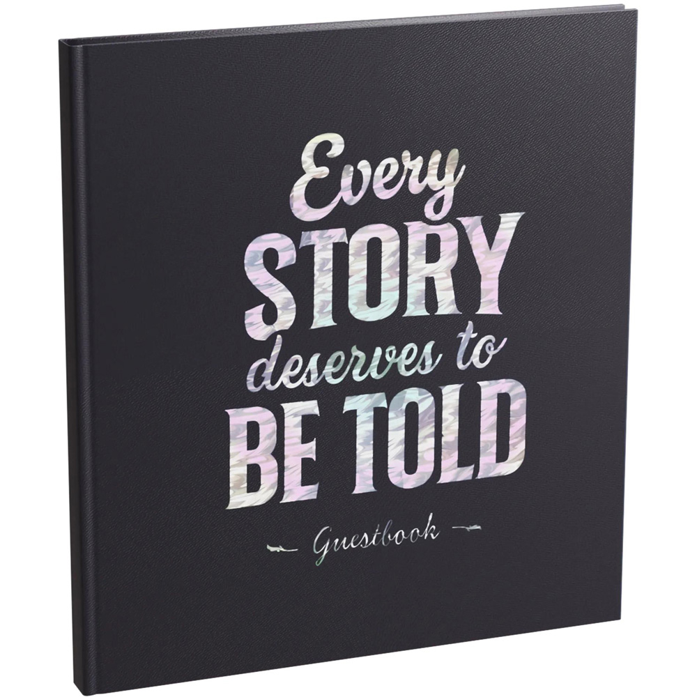 Exacompta Dark Blue Embossed Faux Leather Guest Book with Silver Edges 140 Pages Image 1