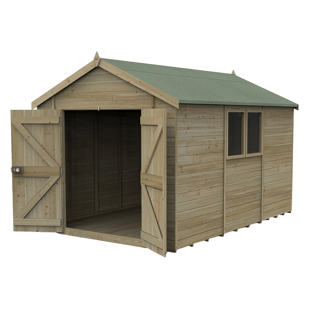 Forest Garden 12 x 8ft Double Door Pressure Treated Apex Shed Image 3
