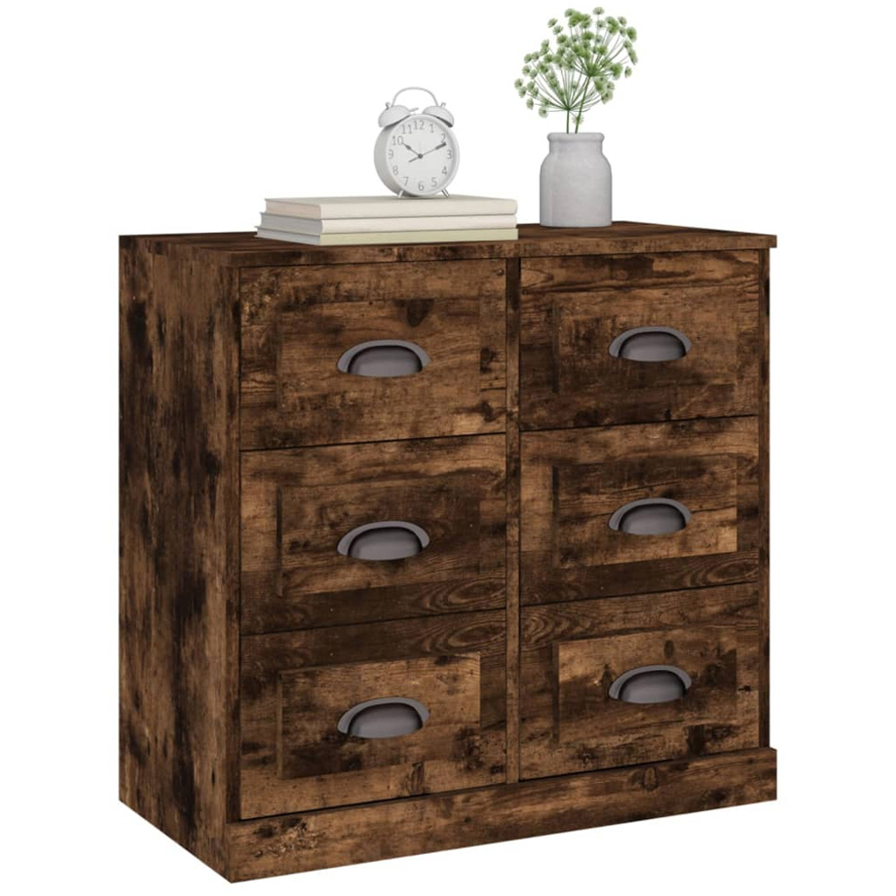 vidaXL 6 Drawer Smoked Oak Sideboard Image 4