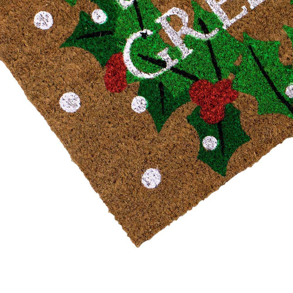 JVL Festive Christmas Seasons Greetings Latex Backed Coir Doormat 40 x 58cm Image 3