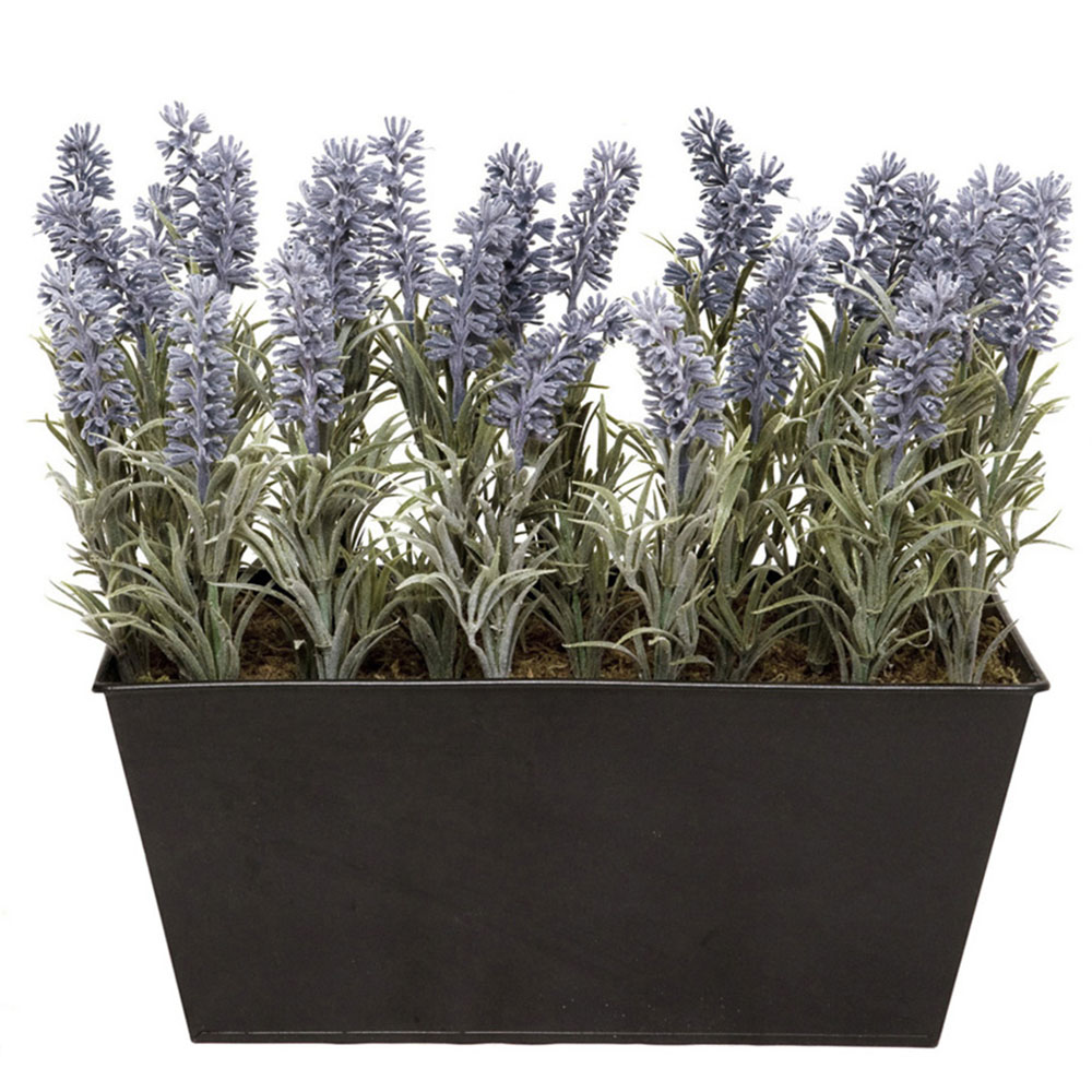 GreenBrokers Artificial Lavender Plant in Black Window Box 30cm Image 3