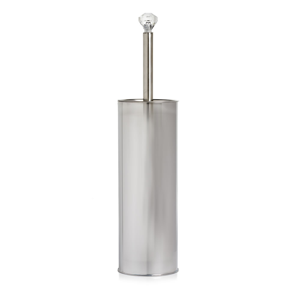Wilko Clear Jewel Toilet Brush Holder Chrome Effect Wilko
