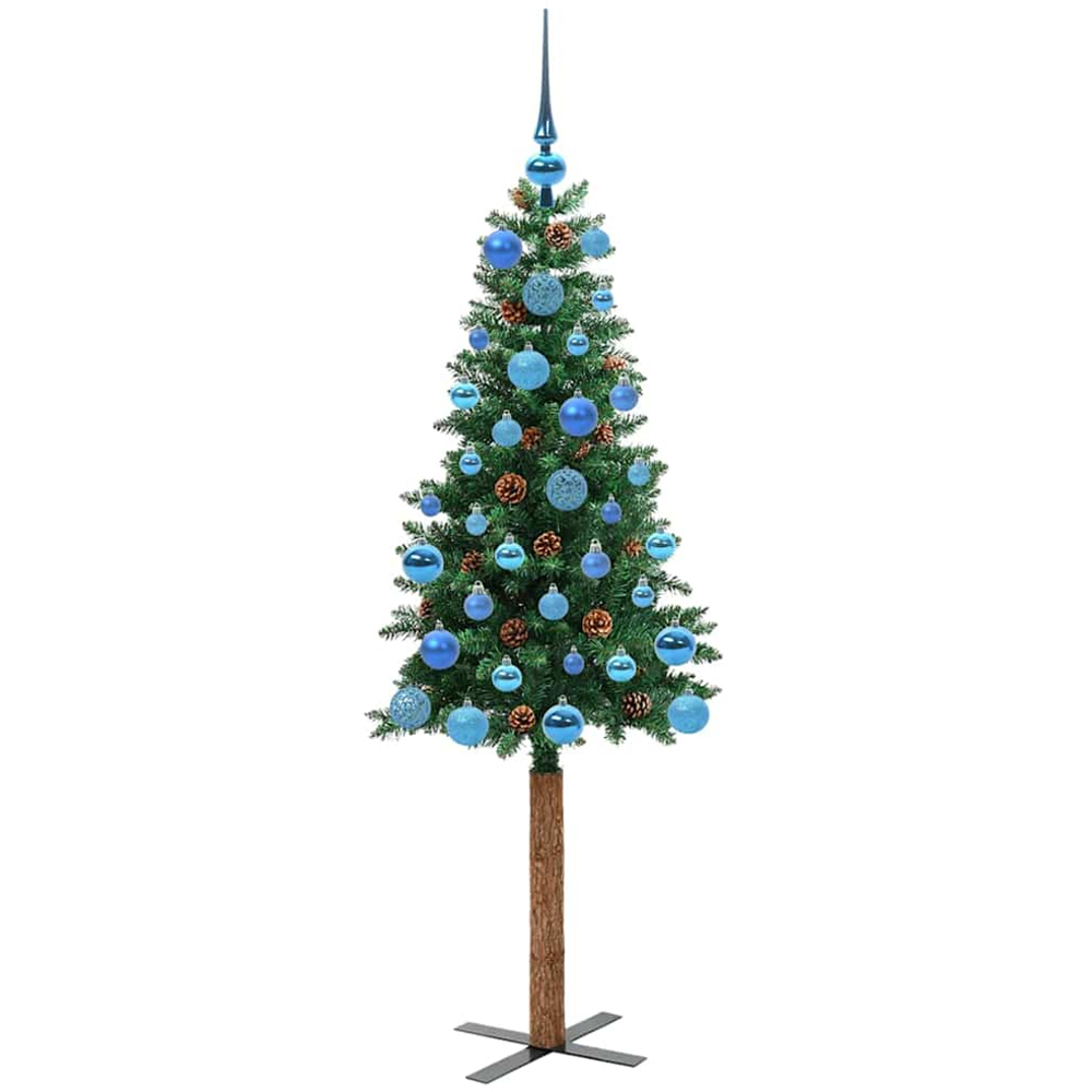 vidaXL Green Artificial Christmas Tree with Pinecones LEDs Blue Decoration Ornaments 5ft Image 4