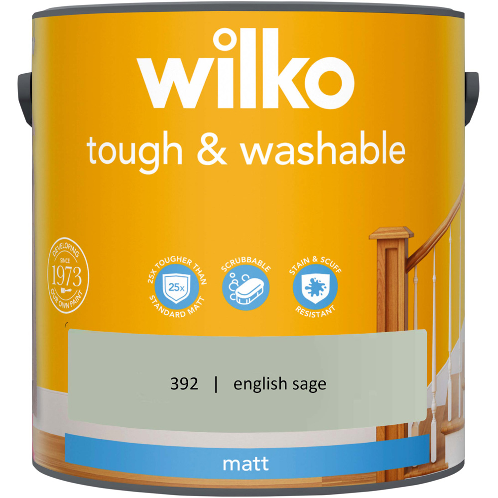 Wilko Tough & Washable English Sage Matt Emulsion Paint 2.5L Image 2
