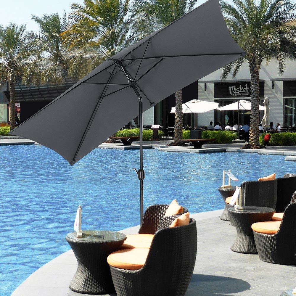 Living and Home Dark Grey Square Crank Tilt Parasol with Square Base 3m Image 2