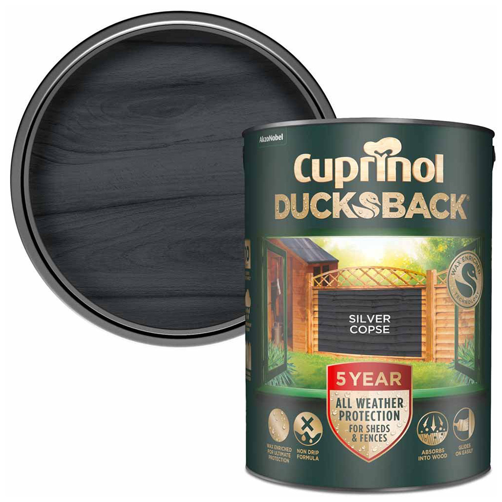 Cuprinol 5 Year Ducksback Silver Copse Exterior Wood Paint 5L Image 1