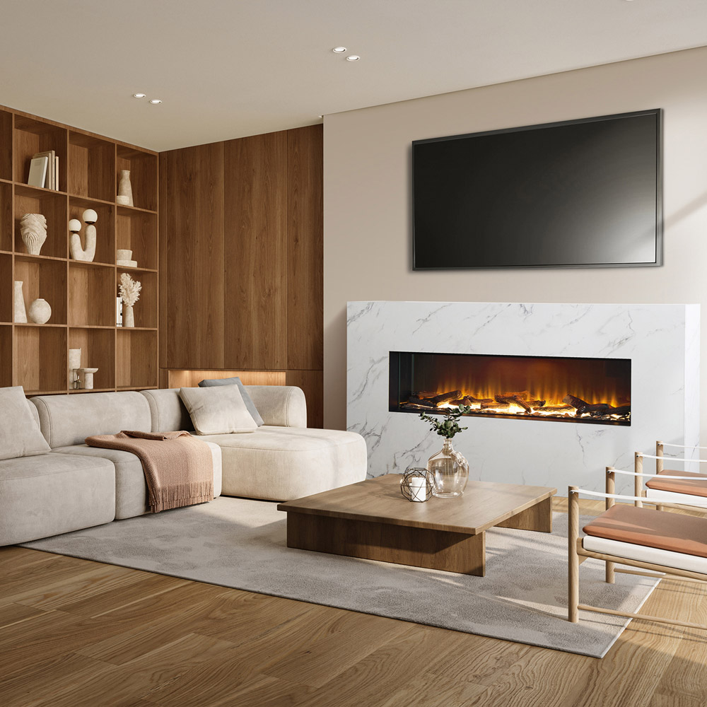 Acantha Bloc Pre-Built White Marble Effect Fully Inset Media Wall Suite Image 6