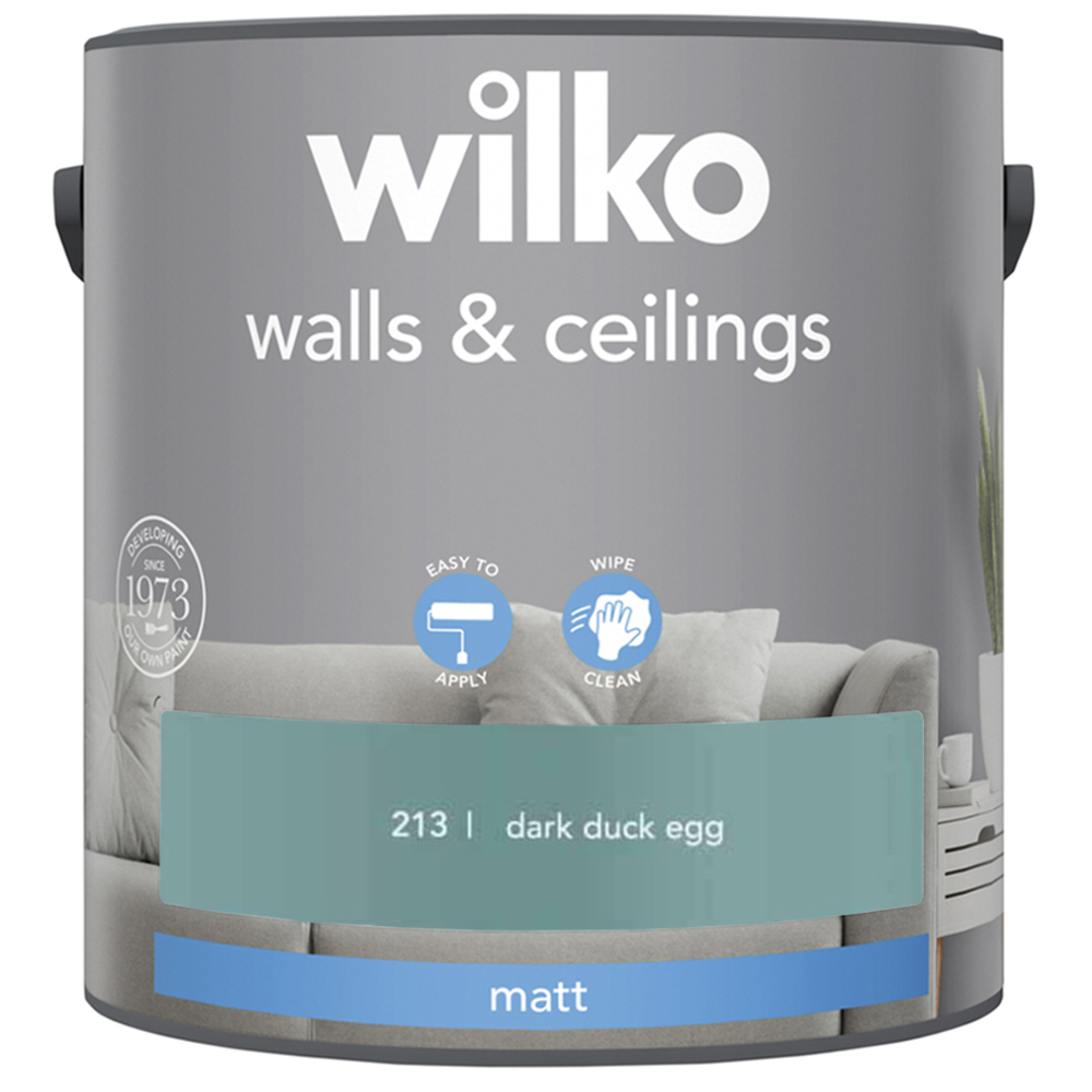 Wilko Walls & Ceilings Dark Duck Egg Matt Emulsion Paint 2.5L Image 2