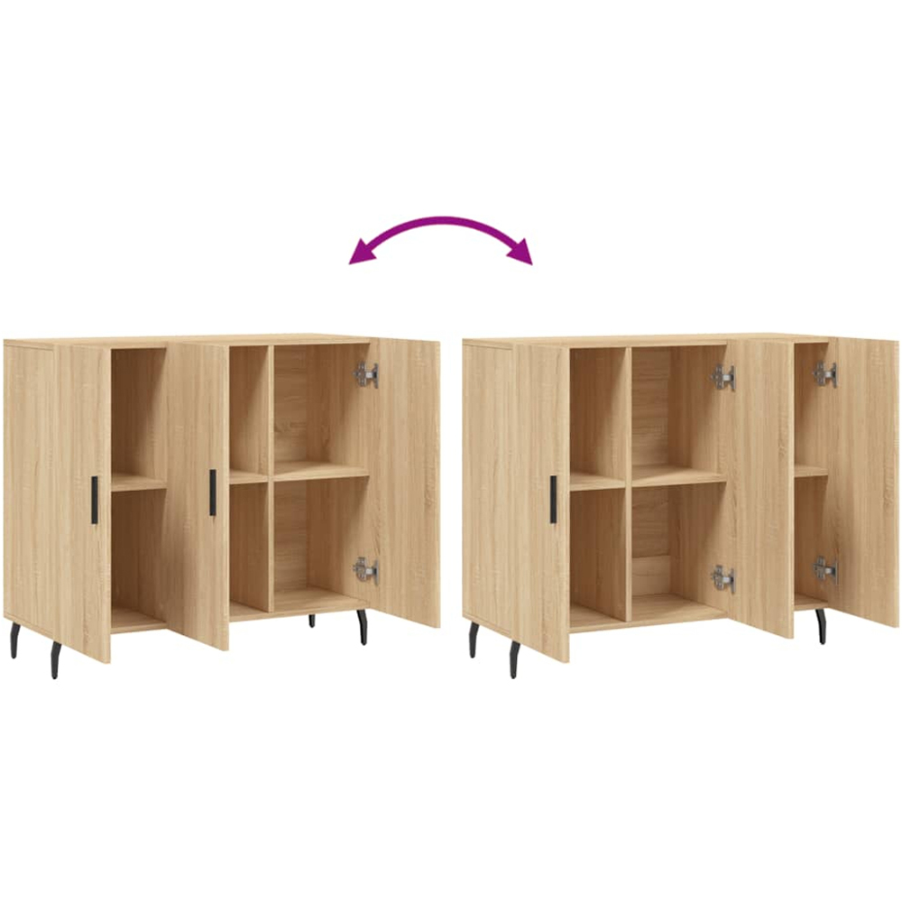 vidaXL 3 Door Sonoma Oak Sideboard with Metal Legs Image 9