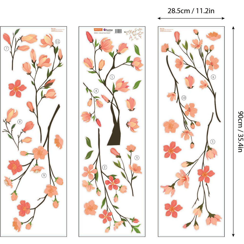 Walplus Flower Theme Delicate Peach Branch Self Adhesive Wall Stickers Image 5