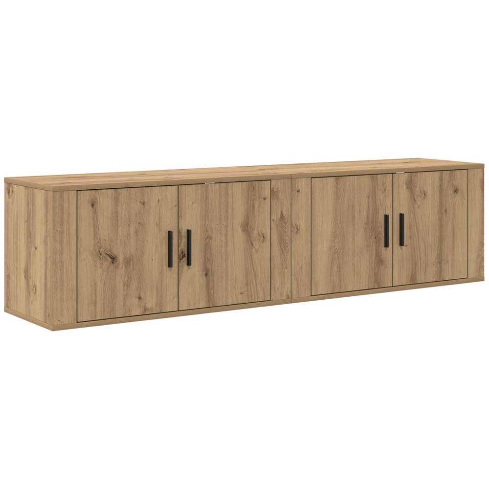 vidaXL 2 Door Artisan Oak Wall Mounted TV Unit Set of 2 Image 7