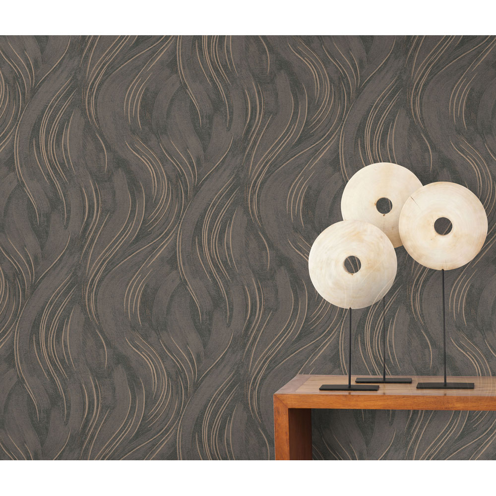 Erismann Piano Swirl Geometric Brown Wallpaper Image 6
