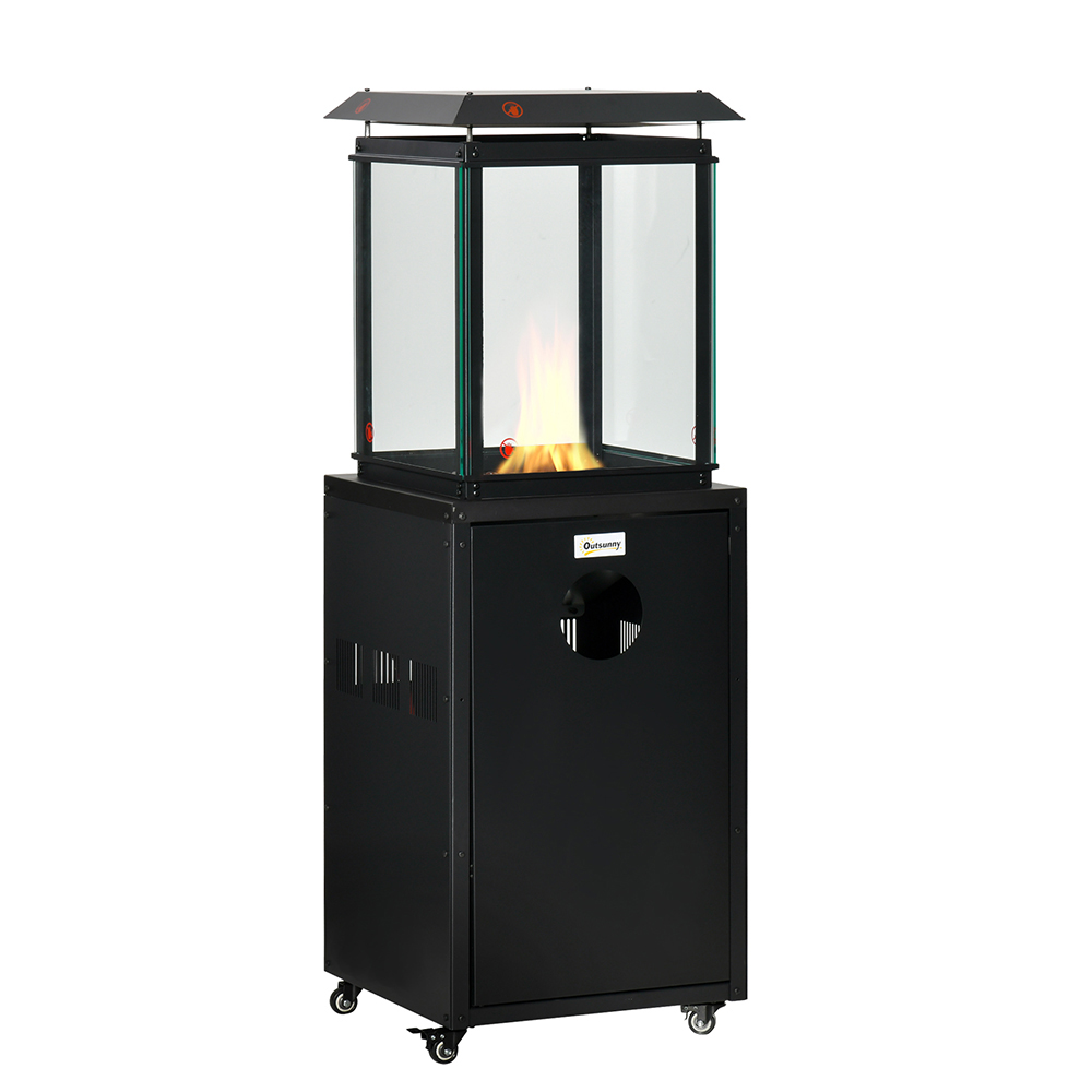 Outsunny Gas Heater with Cover Black 8kw Image 1