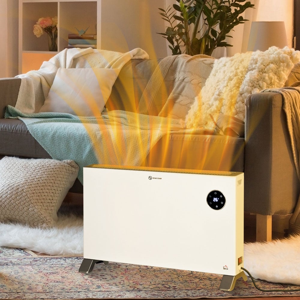 HOMCOM White Electric Freestanding Convector Heater with LED Display and Remote 2000W Image 2