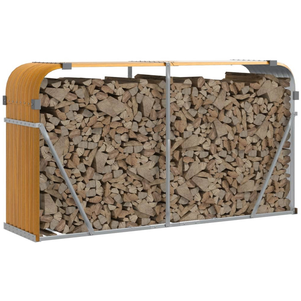 vidaXL Brown Galvanised Steel Firewood Log Holder 100 x 180 x 45cm Image 2
