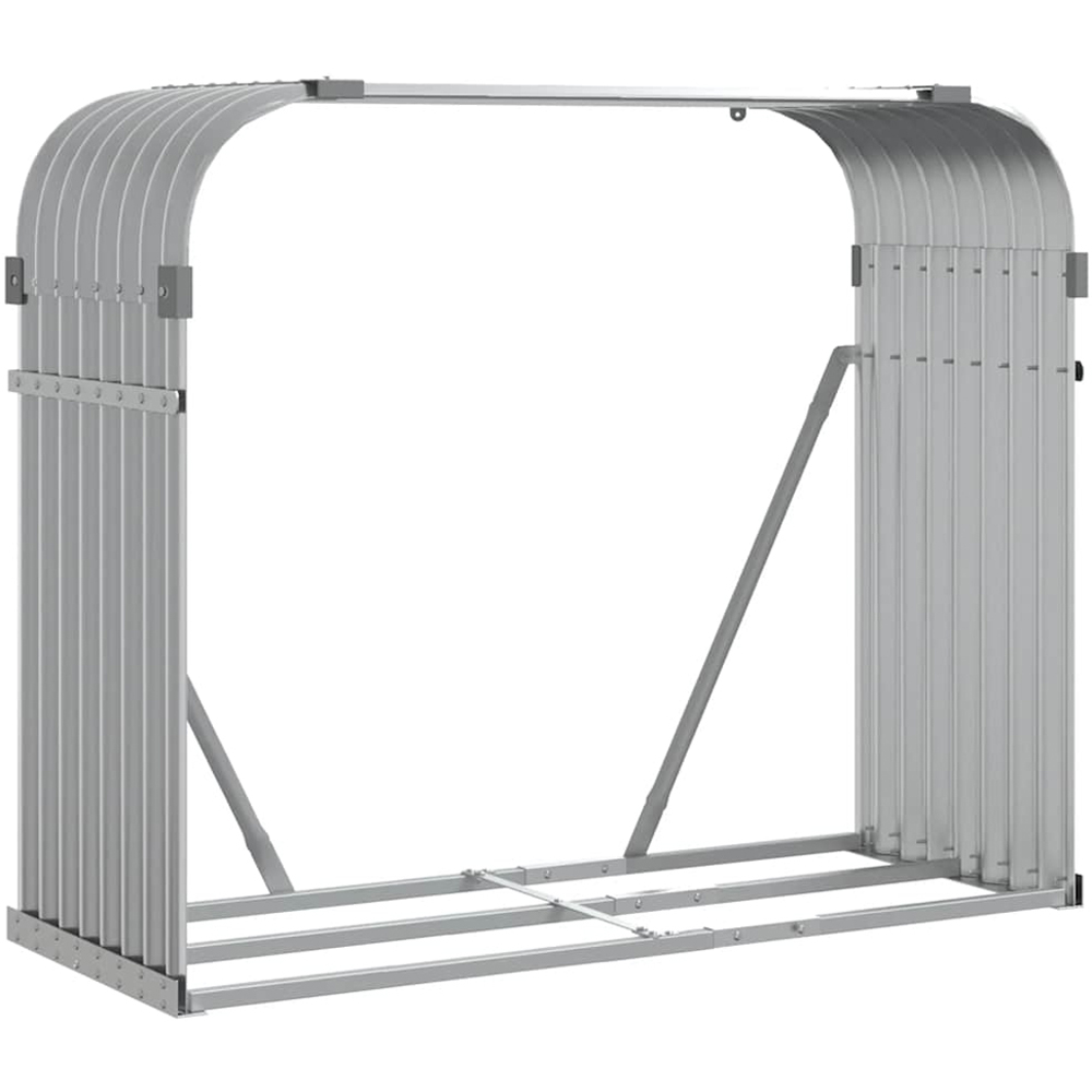 vidaXL Grey Galvanised Steel Firewood Log Holder 100 x 120 x 45cm Image 1