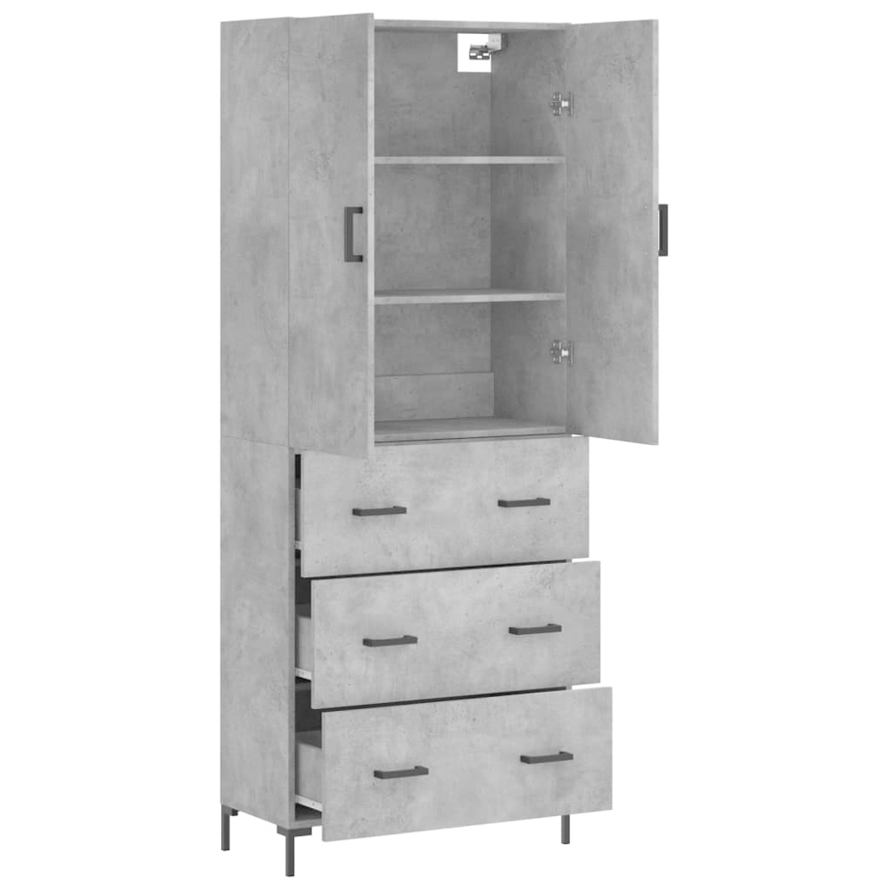 vidaXL 2 Door 3 Drawer Concrete Grey Highboard Image 4