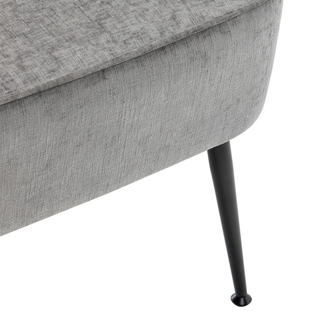 Living and Home Grey Chenille Upholstered Leisure Chair with Armrests Image 5
